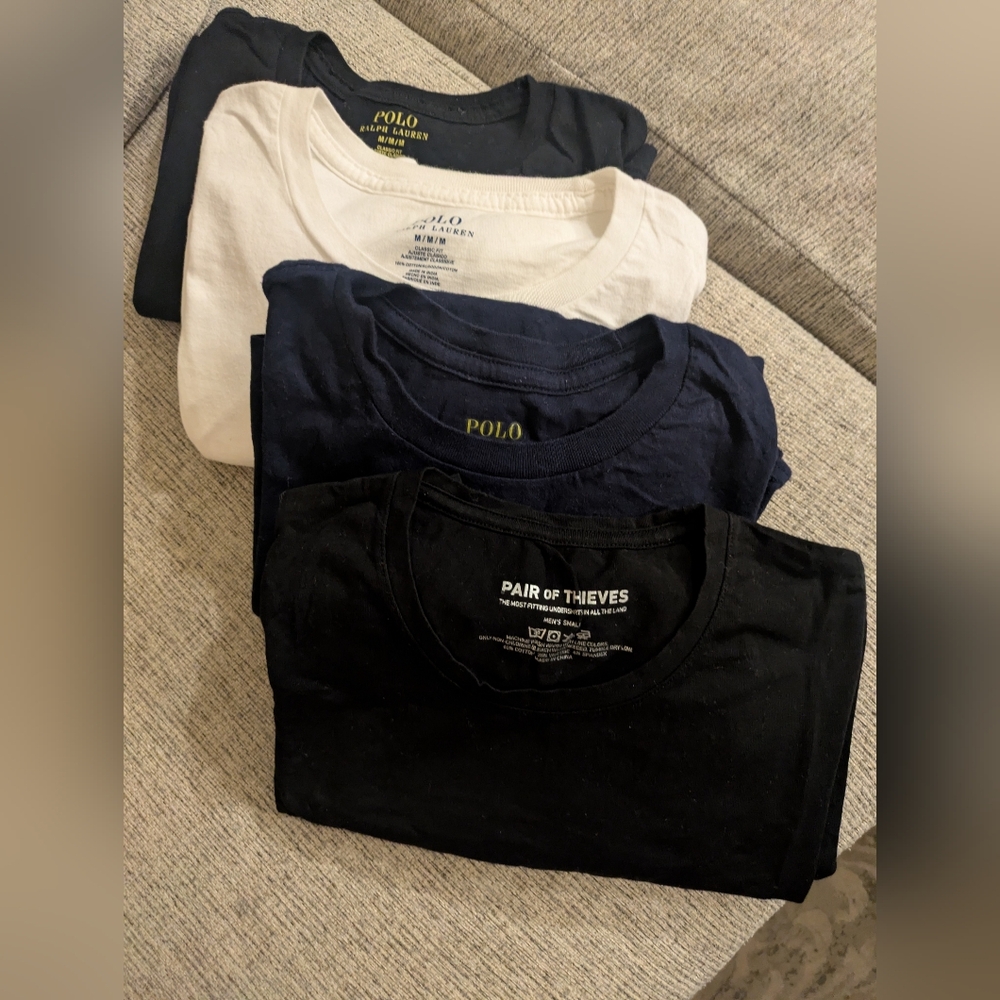 3 Men's Polo Ralph Lauren T-shirts and 1 Pair of Thieves T-Shirt